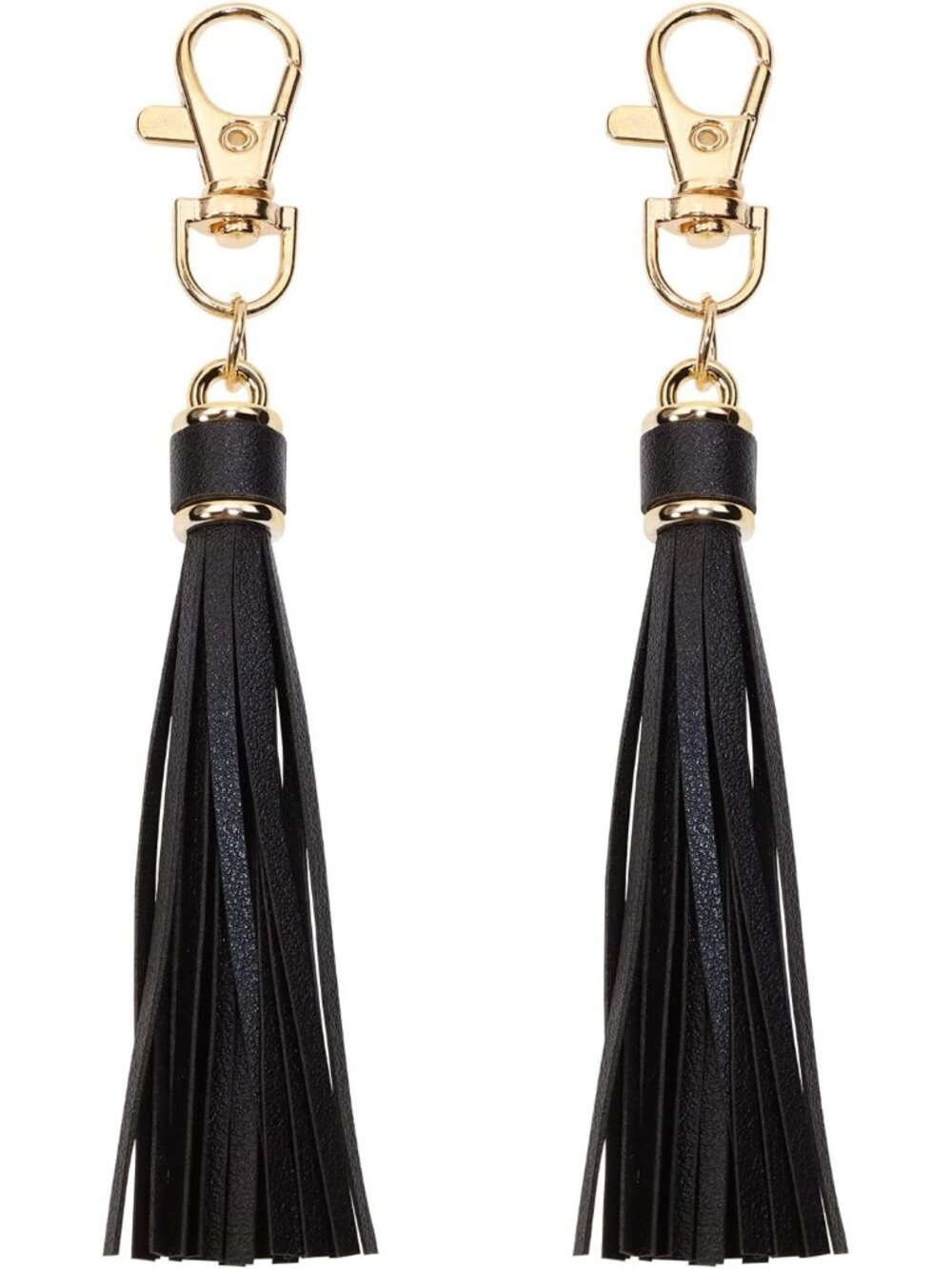 2Pcs 5.9'' Large PU Leather Tassel with Lobster Swivel Keychain Pendant for Hand